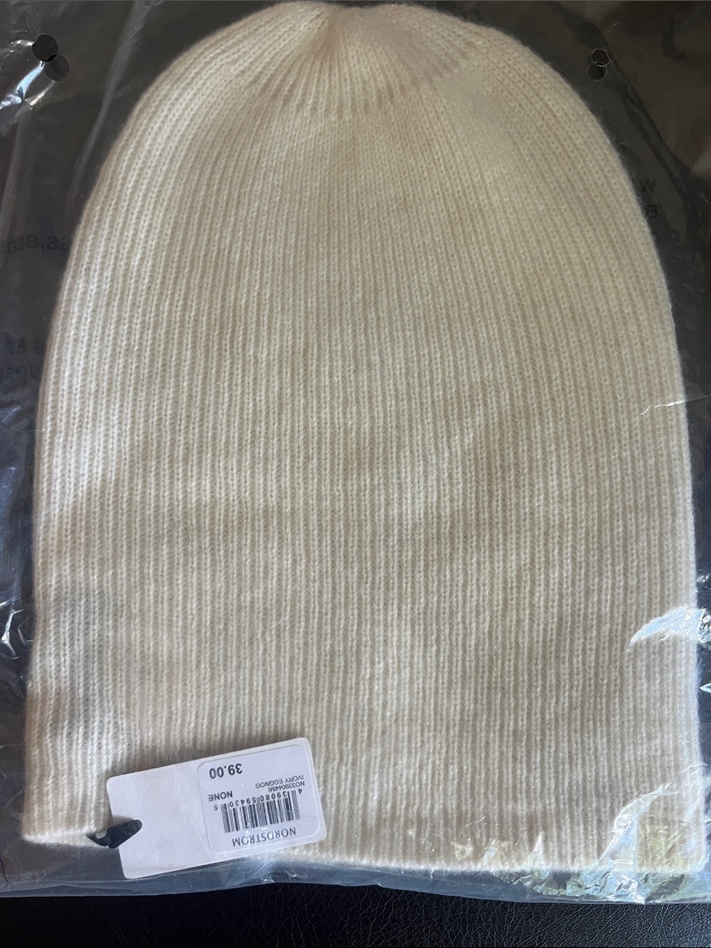 Halogen Cream Ribbed Knit Beanie
